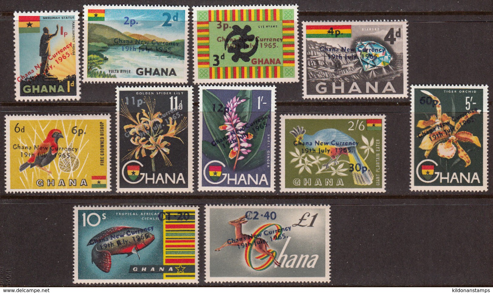 Ghana 1965 Full Set, Mint No Hinge, See Notes, Sc# 216-226, Mi 224-236 - Ghana (1957-...)