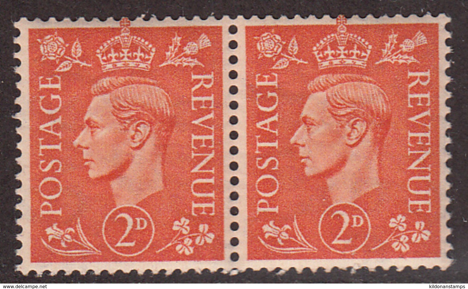 Great Britain 1941-42, 1937 Definitives, Mint No Hinge, Watermark Sideways, Pair, Sc# 261a SG# 488a - Unused Stamps