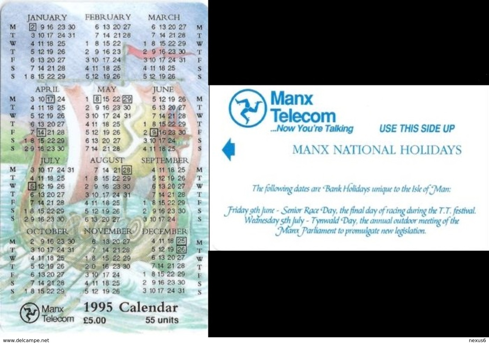 Isle Of Man - 1995 Calendar Manx National Holidays - Specimen/Proof (No Chip No Serial) - Isle Of Man