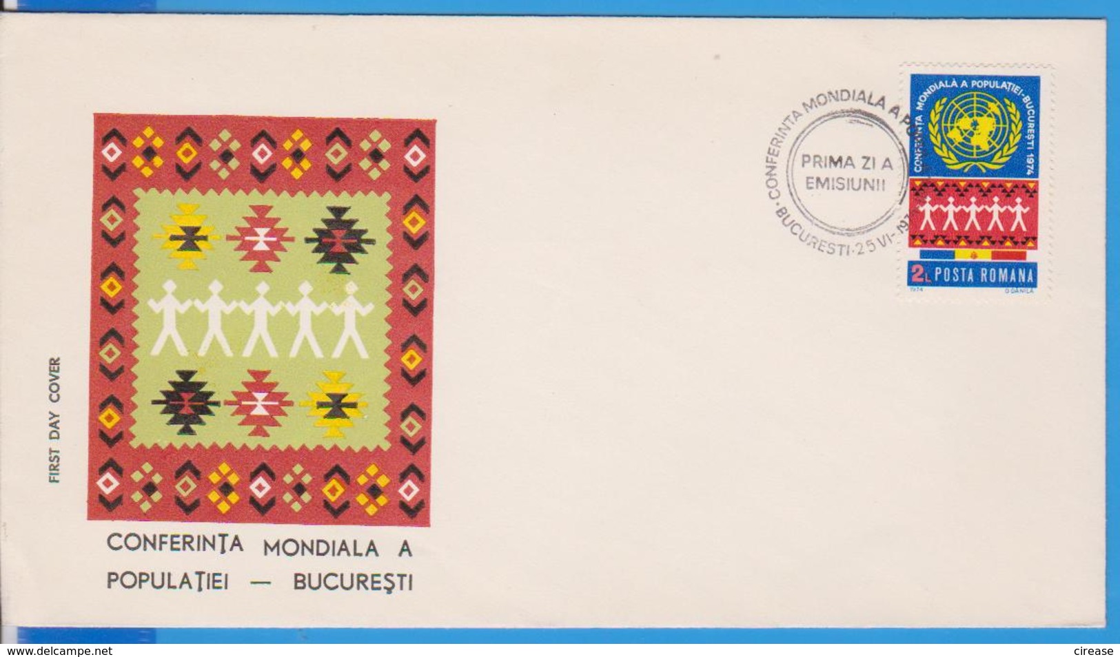 THE WORLD CONFERENCE OF POPULATION ROMANIA FDC - FDC