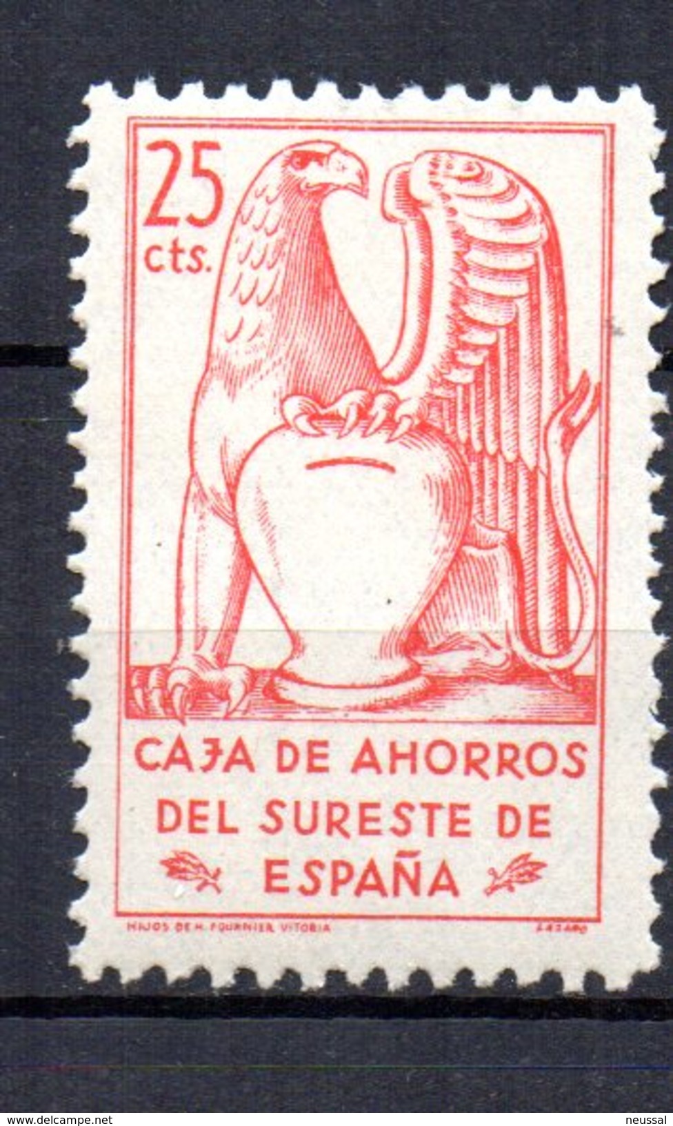 Sello Caja De Ahorros Del Sureste De España. 25cts - Fiscales