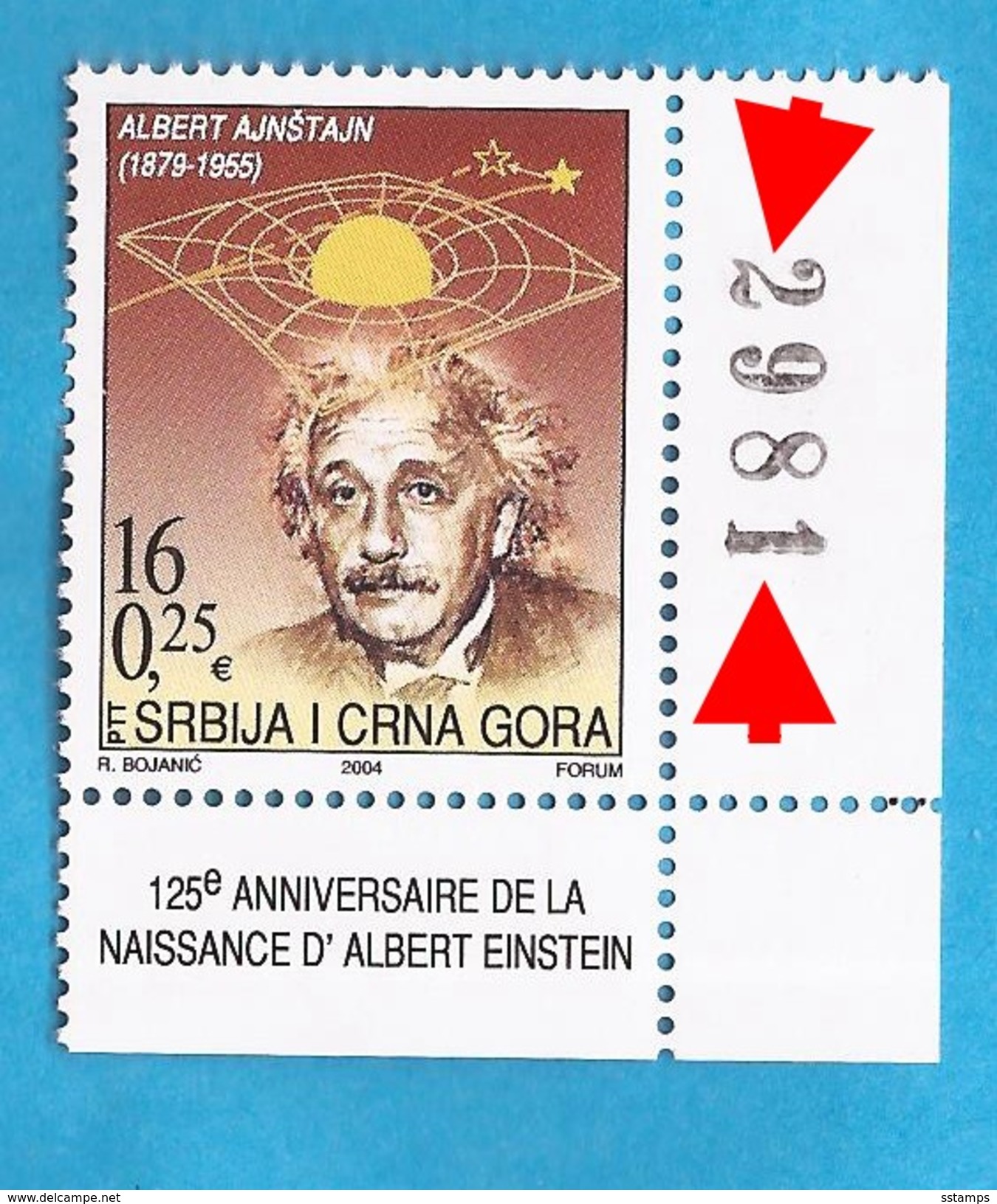 2004  3193  ALBERT EINSTEIN PHYSIKER NOBEL  JUGOSLAVIJA JUGOSLAWIEN SERBIA SRBIJA MONTENEGRO CRNA GORA USED - Albert Einstein