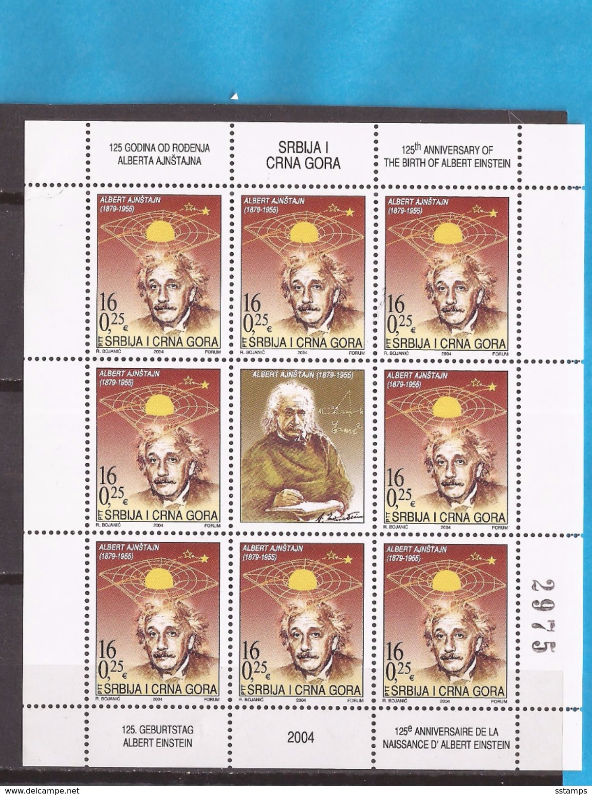 2004  3193  ALBERT EINSTEIN PHYSIKER NOBEL  JUGOSLAVIJA JUGOSLAWIEN SERBIA SRBIJA MONTENEGRO CRNA GORA USED - Albert Einstein