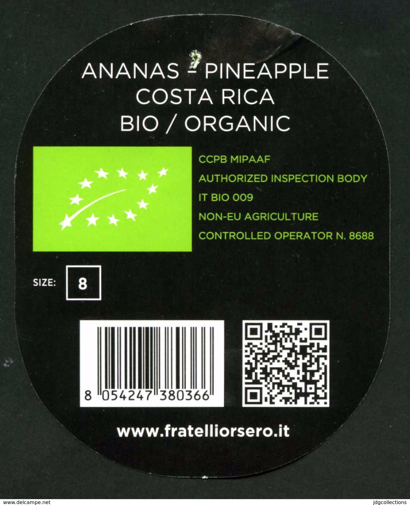 # PINEAPPLE ORSERO BIO ORGANIC Fruit Tag Balise Etiqueta Anhanger Ananas Pina Costa Rica - Fruits & Vegetables