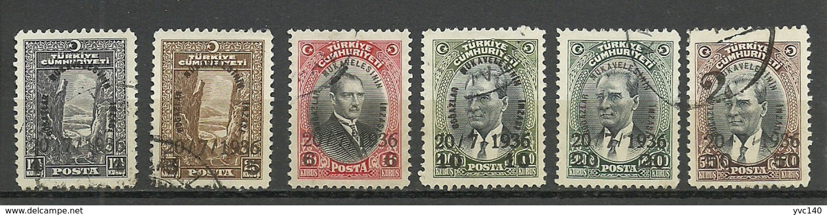Turkey; 1936 Surcharged Commemorative Stamps For The Signature Of The Straits Settlement (Complete Set) - Used Stamps