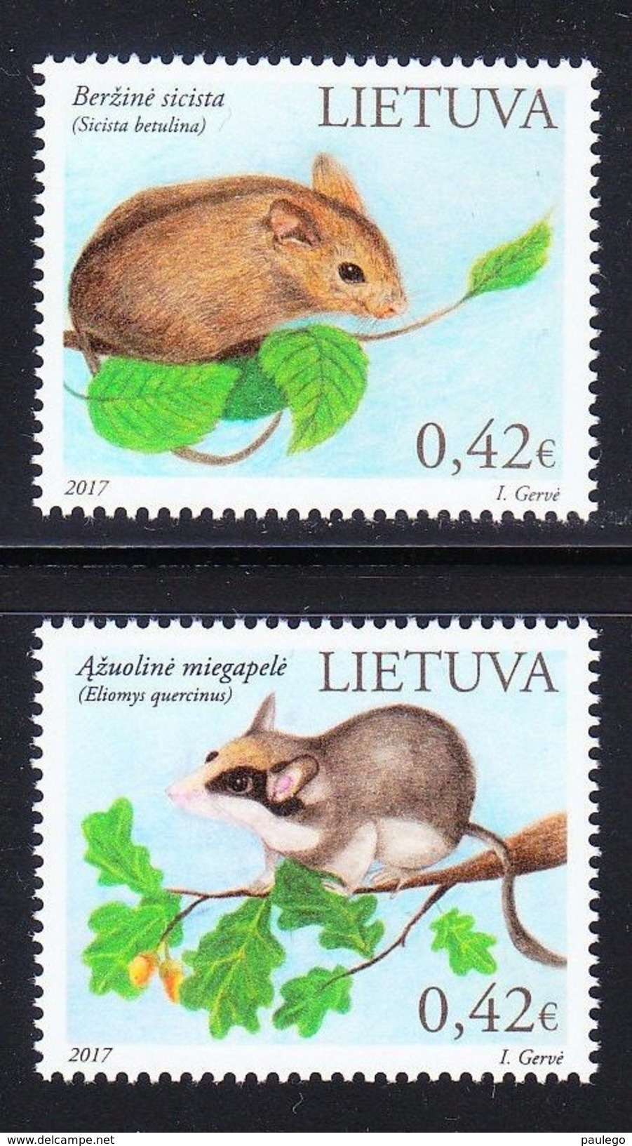 Lithuania,Lietuva ,Litauen.Lituanie  2017 Set Of MNH Northern Birch Mouse & Garden Dormouse - Lituanie