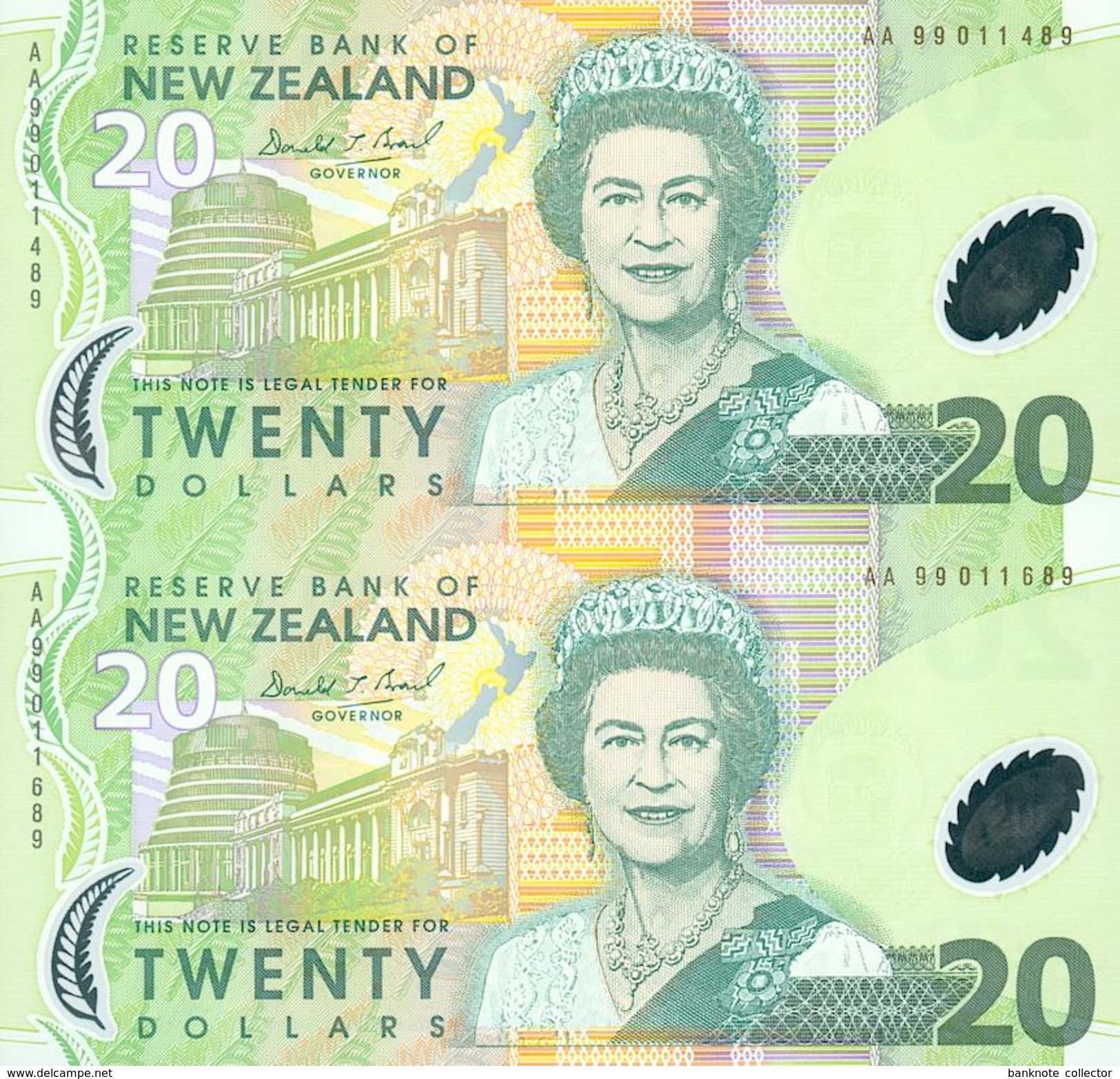 New Zealand, Uncut Block Of 2 X 20 $ Banknotes, Pick CS187b, With Folder, 1999 ! - Neuseeland