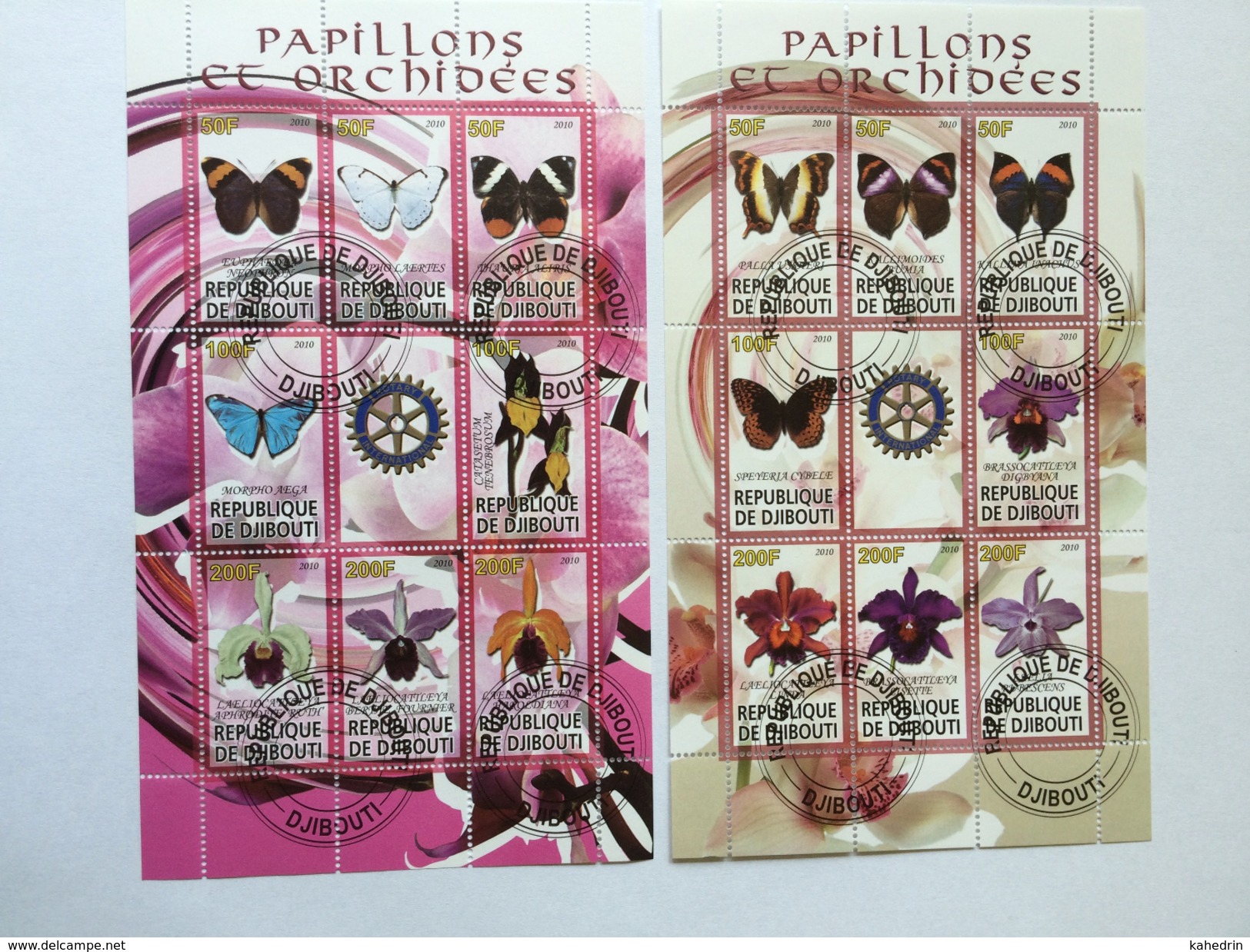 Rotary: Papillons Et Orchidées, Butterflies, Vlinders, Orchidee, Orchid, Rép. De Djibouti, Cinderella (o), Used - Rotary, Lions Club