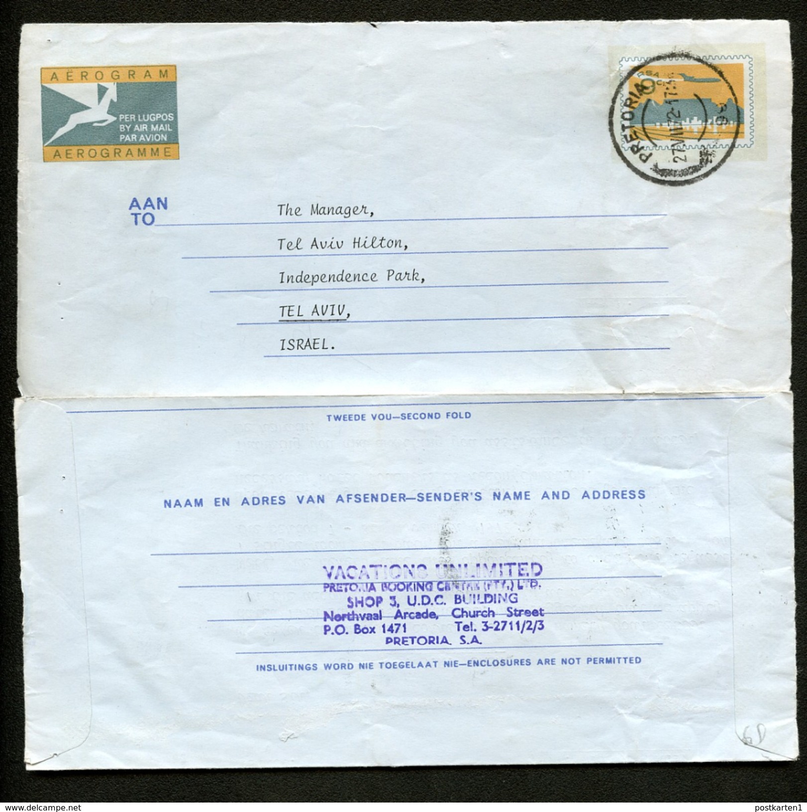 SOUTH AFRICA 3 Air Letters Used To Czechoslovakia & Israel 1972 - Luchtpost