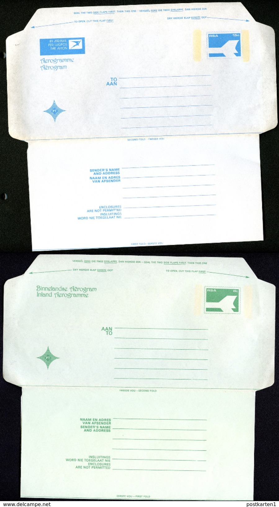 SOUTH AFRICA Air Letter 8c+15c Mint 1981-82 - Luchtpost