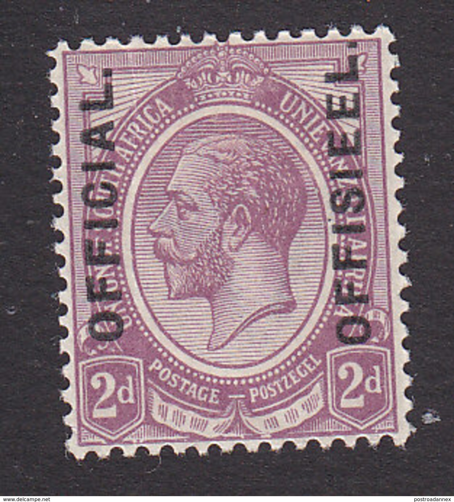 South Africa, Scott #O1, Mint Hinged, George V Overprinted, Issued 1926 - Service