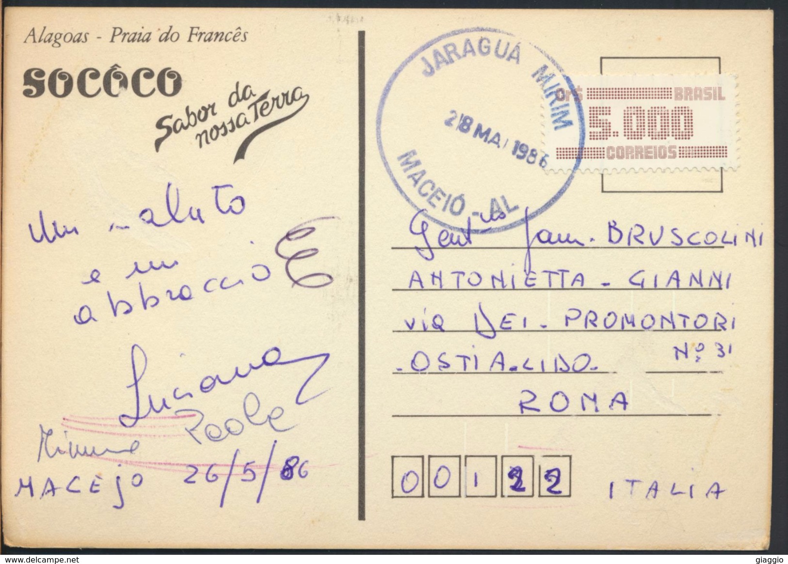 °°° 3664 - BRASIL - ALAGOAS - PRAIA DO FRANCES - 1986 With Stamps °°° - Maceió