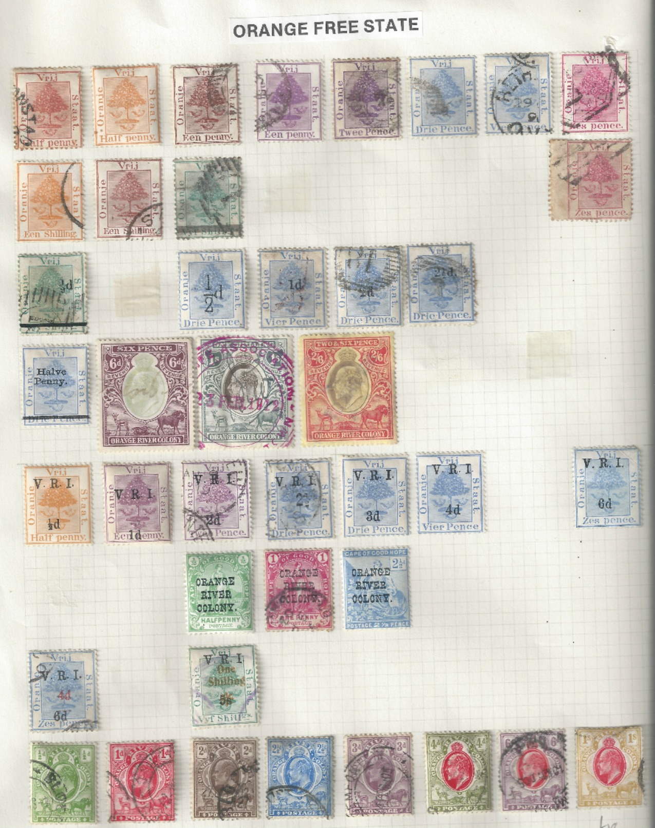 ORANGE FREE STATE - A Good Selection Of 41 X Early Issue Stamps On Old Album Page - Orange Free State (1868-1909)