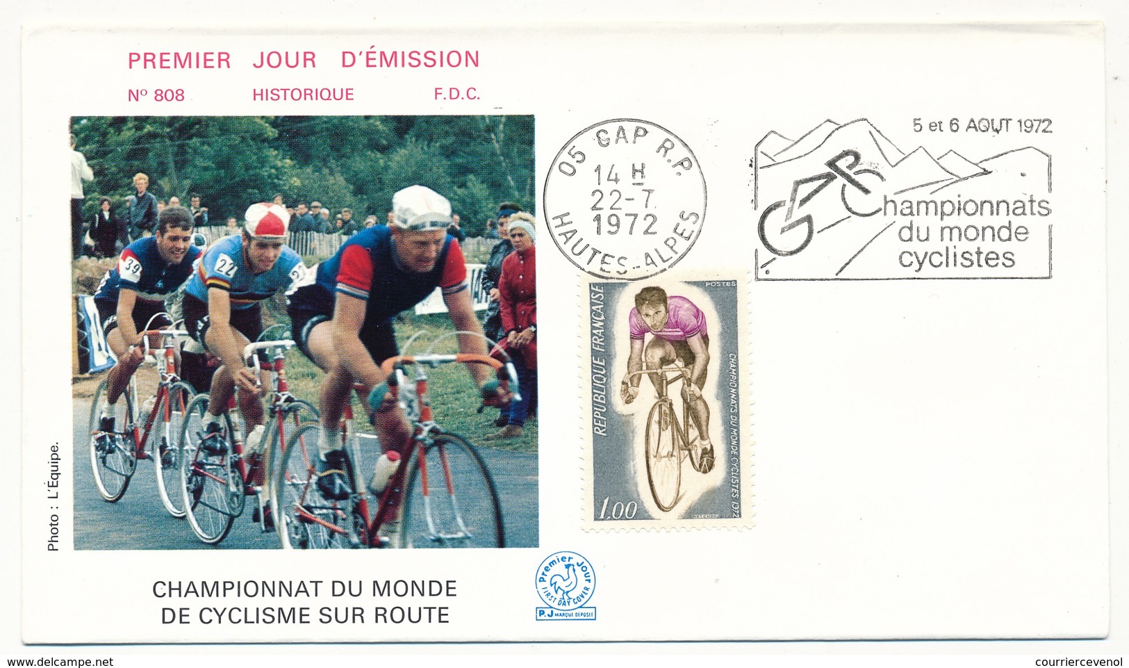 Beau Lot 18 Enveloppes FDC - 1,00F Championnats Du Monde Cyclistes - Cachets Marseille, Gap, PJ Et Championnats, OMEC X2 - 1970-1979