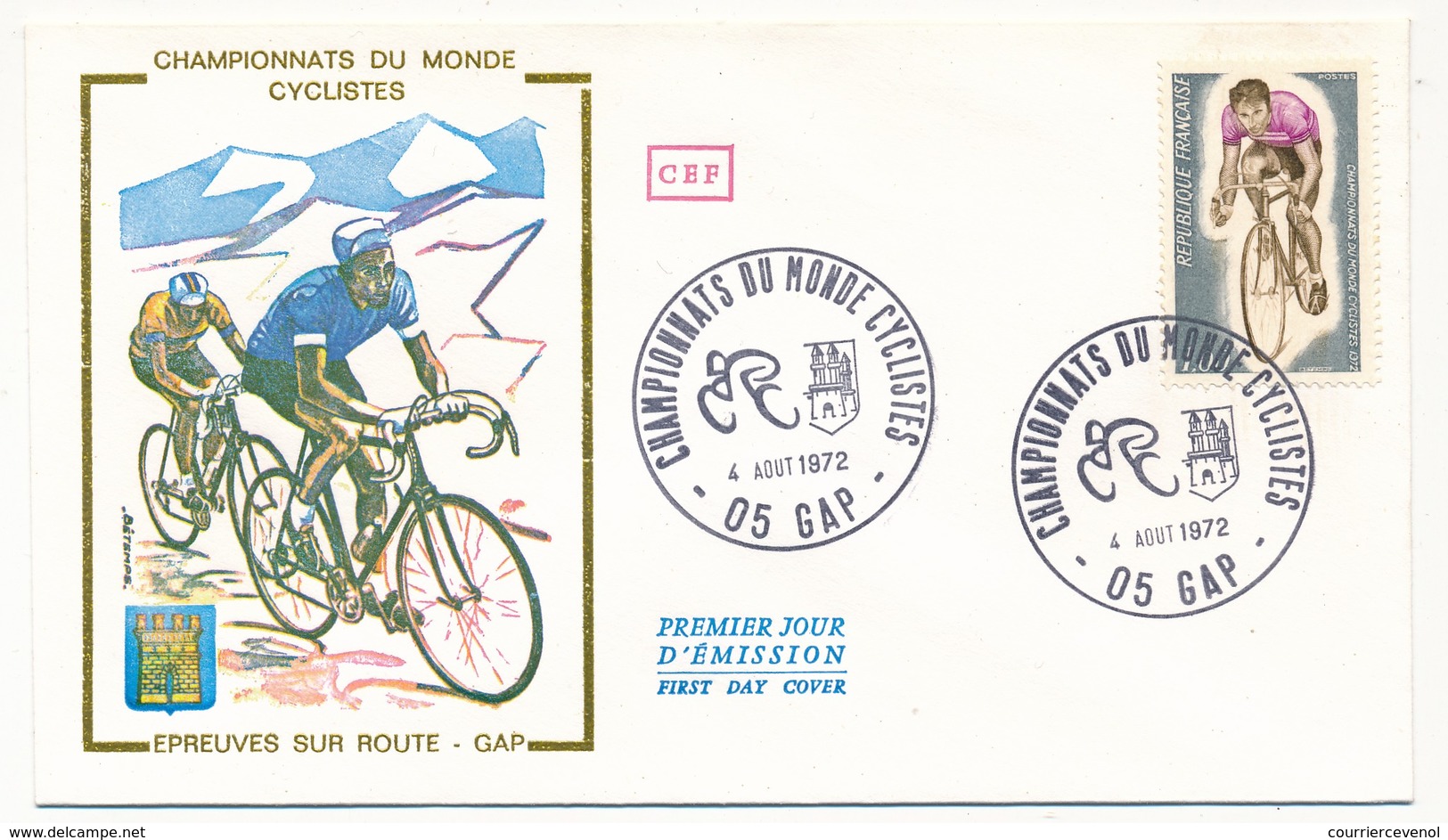 Beau Lot 18 Enveloppes FDC - 1,00F Championnats Du Monde Cyclistes - Cachets Marseille, Gap, PJ Et Championnats, OMEC X2 - 1970-1979