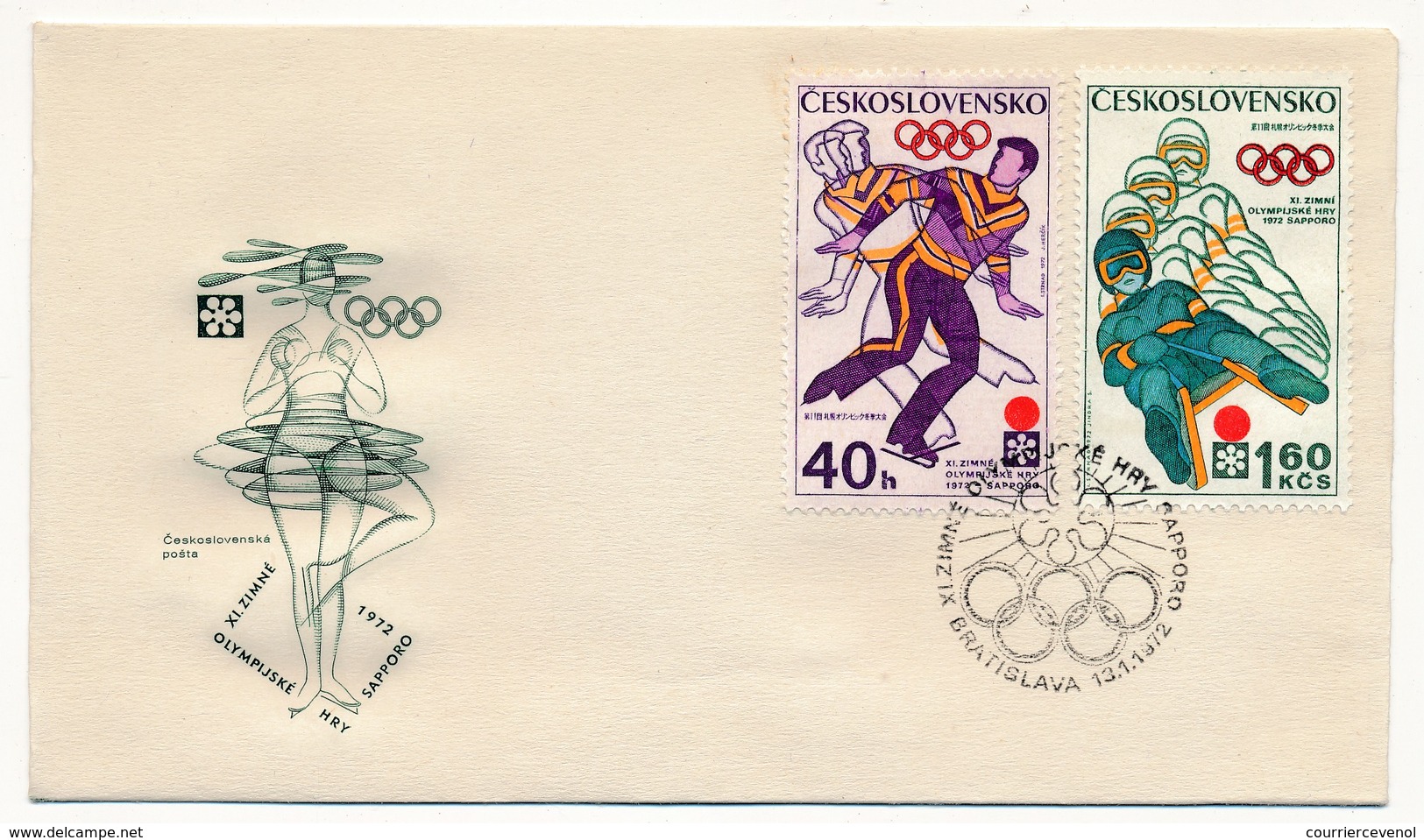 TCHECOSLOVAQUIE - Série SAPPORO 1972 - 2 FDC - Invierno 1972: Sapporo