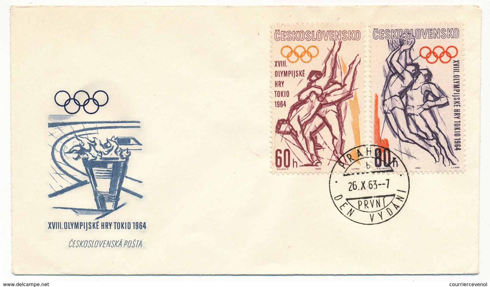 TCHECOSLOVAQUIE - Série TOKIO 1964 - 3 FDC - Verano 1964: Tokio