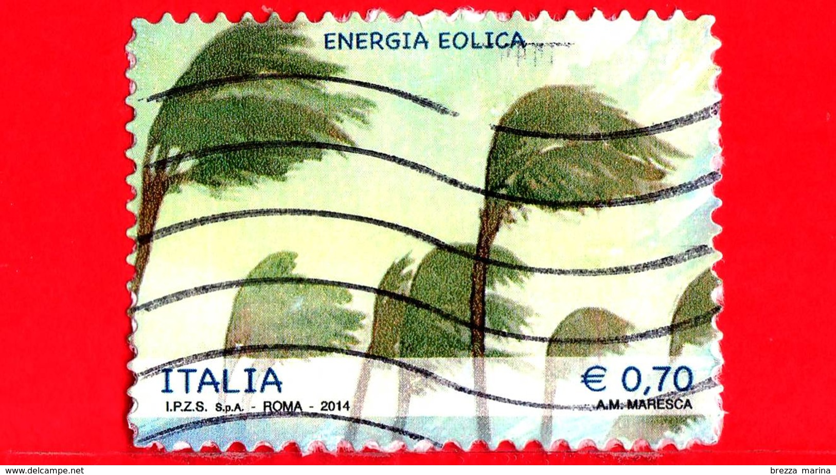 ITALIA - Usato - 2014 - Energie Rinnovabili - 0,70 - Energia Eolica - 2011-20: Usati