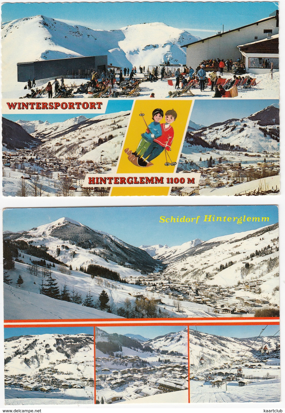 2 POSTCARDS: Hinterglemm ; Schidorf & Wintersportort 1100 M. - Salzburger  Land - Österreich/Austria - Saalbach