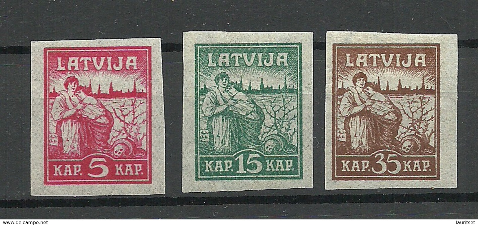 LETTLAND Latvia 1919 Michel 25 - 27 Y (Zigarettenpapier) MNH/MH - Lettland