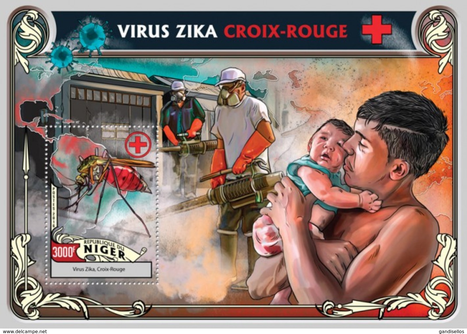 NIGER 2016 SHEET ZIKA VIRUS RED CROSS CRUZ ROJA CROIX ROUGE Ng16324b - Niger (1960-...)