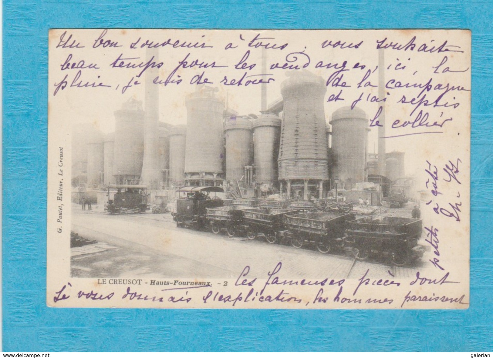 Le Creusot, 1902. - Hauts-Fourneaux. - Ouvriers. - Train. - Le Creusot