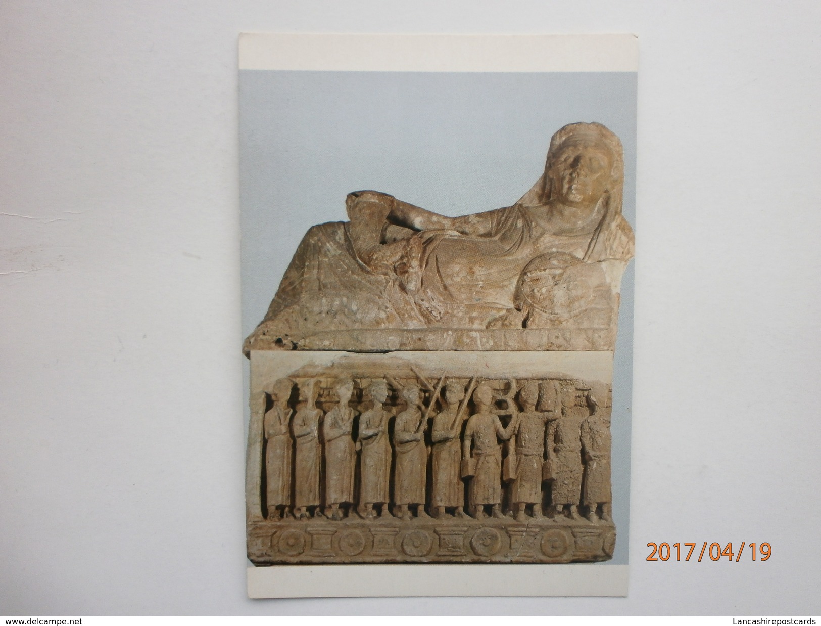 Postcard Etruscan Museum Alabaster Urn Voyage To The Hell Of A Magistrate 1st / 2nd Century BC My Ref B21109 - Ancient World