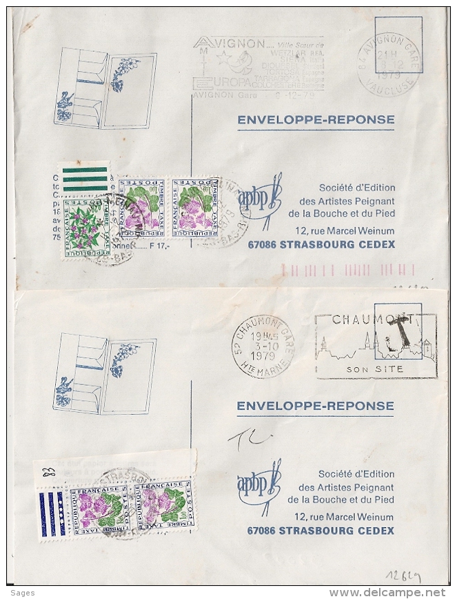 AVIGNON GARE Et CHAUMONT GARE, 2 ENVELOPPES TAXEES. 1979. - 1859-1959 Lettres & Documents