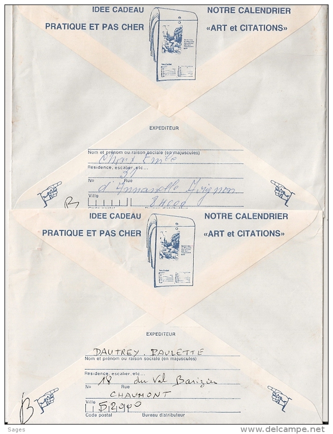 AVIGNON GARE Et CHAUMONT GARE, 2 ENVELOPPES TAXEES. 1979. - 1859-1959 Lettres & Documents