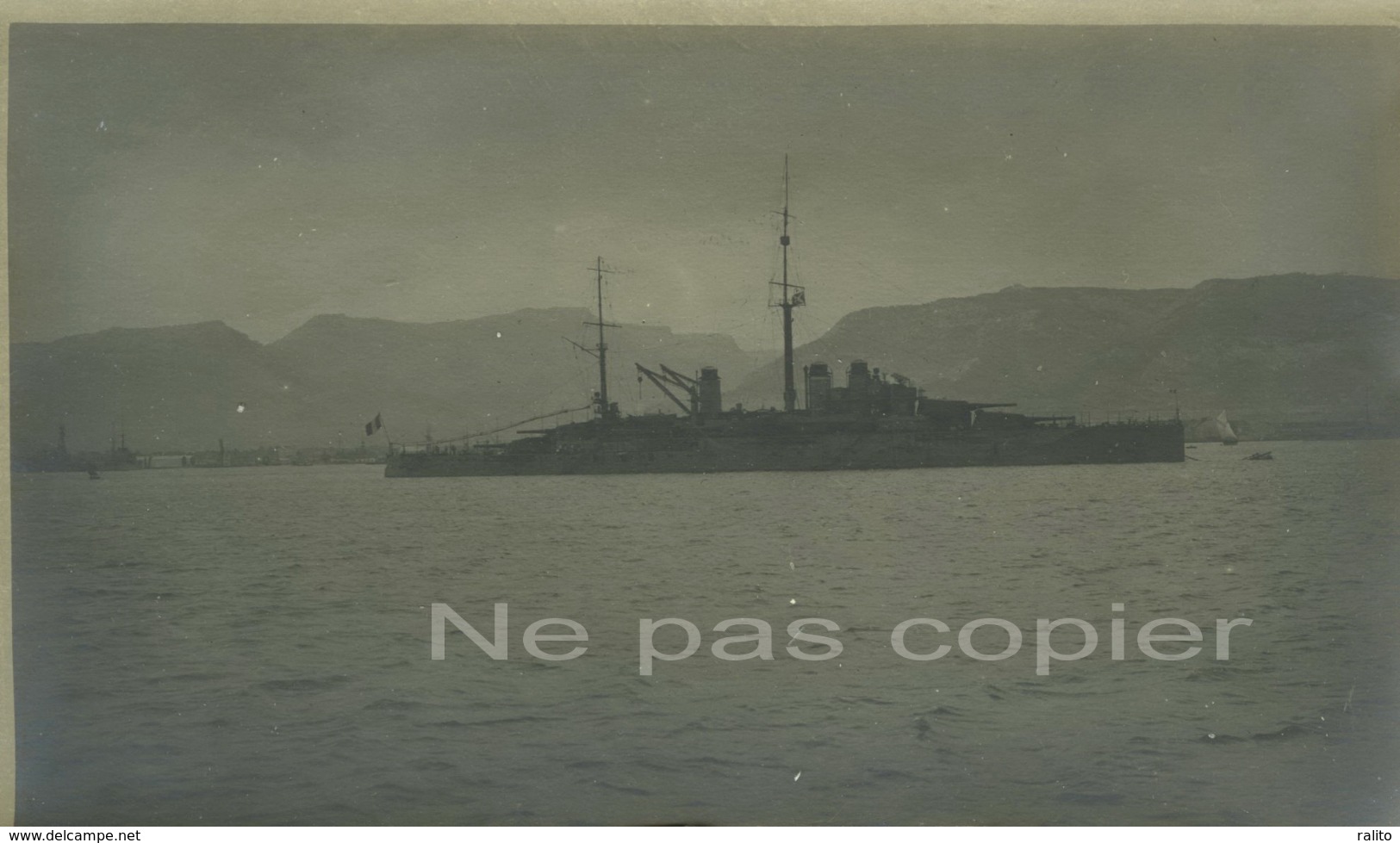 TOULON Un Navire De Guerre Vers 1910 Tirage D'époque VAR 83 - Lieux