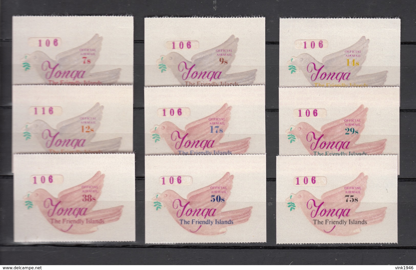 Tonga 1974,Official 9V,set,peacedove,birds,vogels,vögel,oiseaux,pajaros,aves,MNH/Postfris(A3224) - Andere & Zonder Classificatie