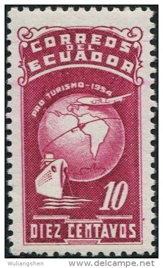 JA0163 Ecuador 1954 Map Planes And Boats 1v MNH - Ecuador