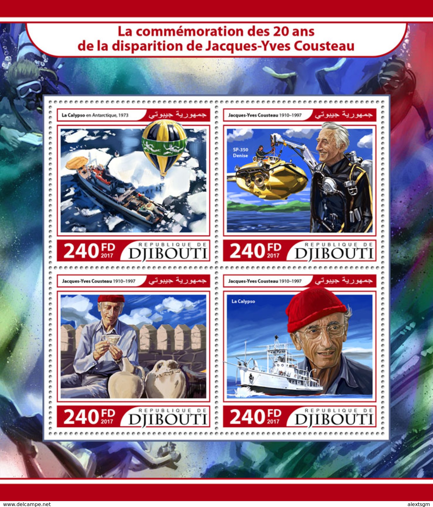 DJIBOUTI 2017 - J-Y Cousteau, Diving. Official Issue - Tauchen