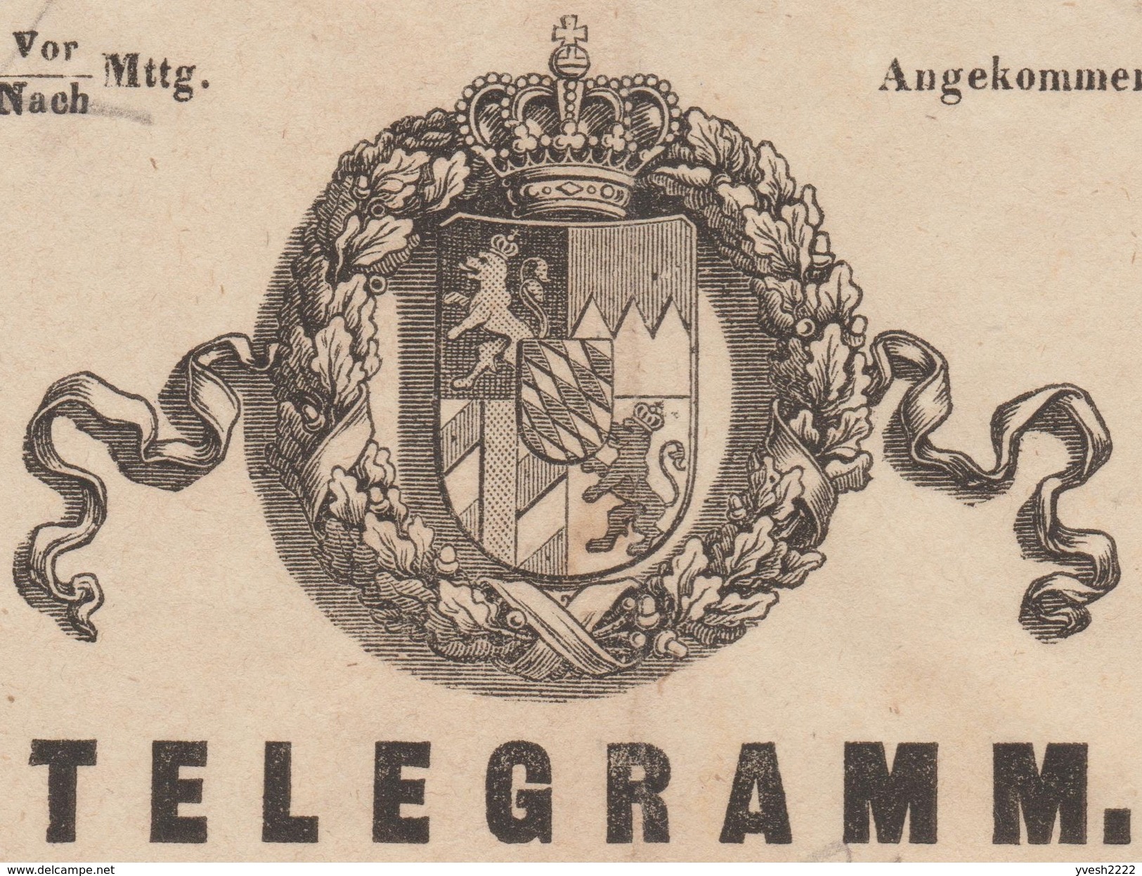 Allemagne / Autriche 1871. Télégramme. Armoiries : Lions, Montagnes, Feuilles De Chêne Et Glands, Couronne - Otros & Sin Clasificación