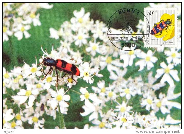 5277  Clairon Des Abeilles (Trichodes Apiarius): Carte Maximum 1er Jour D'Allemagne, 1984 - Bee Beetle Maximum Card - Altri & Non Classificati