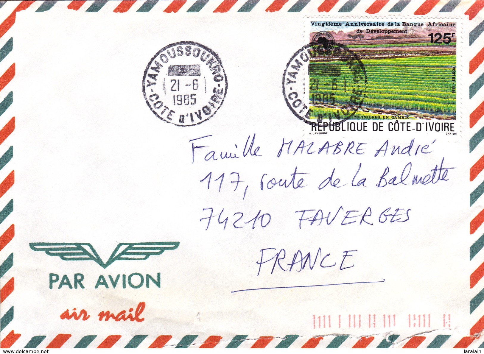 Jolie Lettre Par Avion De  COTE D IVOIRE  Vers FRANCE - Côte D'Ivoire (1960-...)