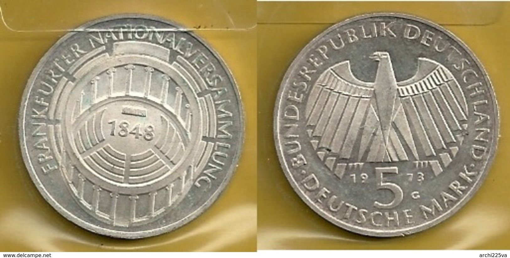 GERMANIA 1973 G  - F.N. - 5 Mark  SPL / FDC - Argento / Argent / Silver - Confezione In Bustina - (3 Foto) - 5 Marchi