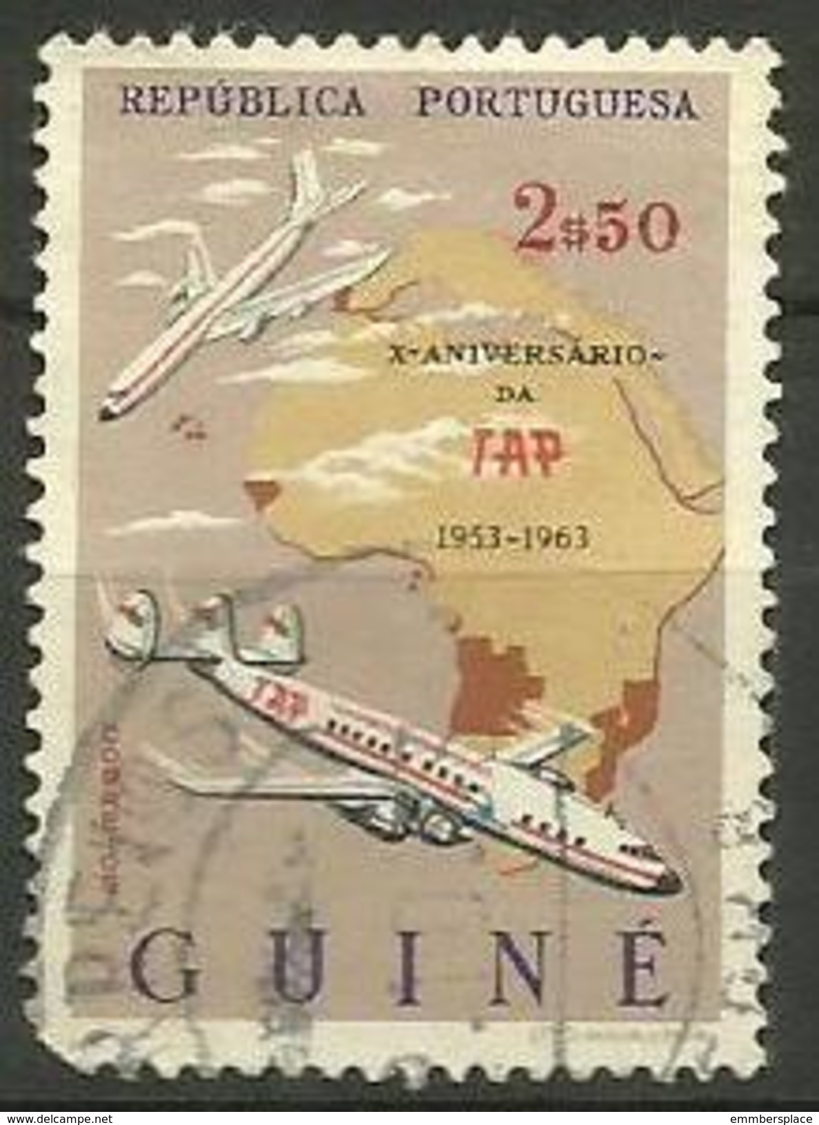 Portuguese Guinea - 1963 Air Portugal 2.50e  Used     Sc 318 - Portuguese Guinea