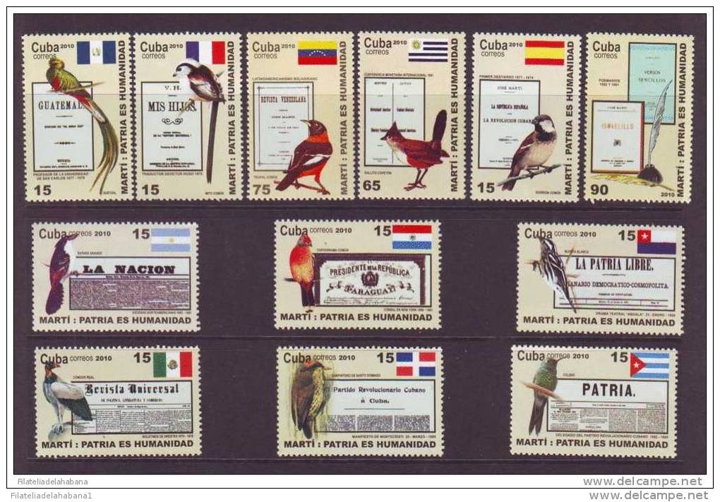 2010.21 CUBA MNH 2010 COMPLETE SET JOSE MARTI BIRD. AVES DE AMERICA - Unused Stamps