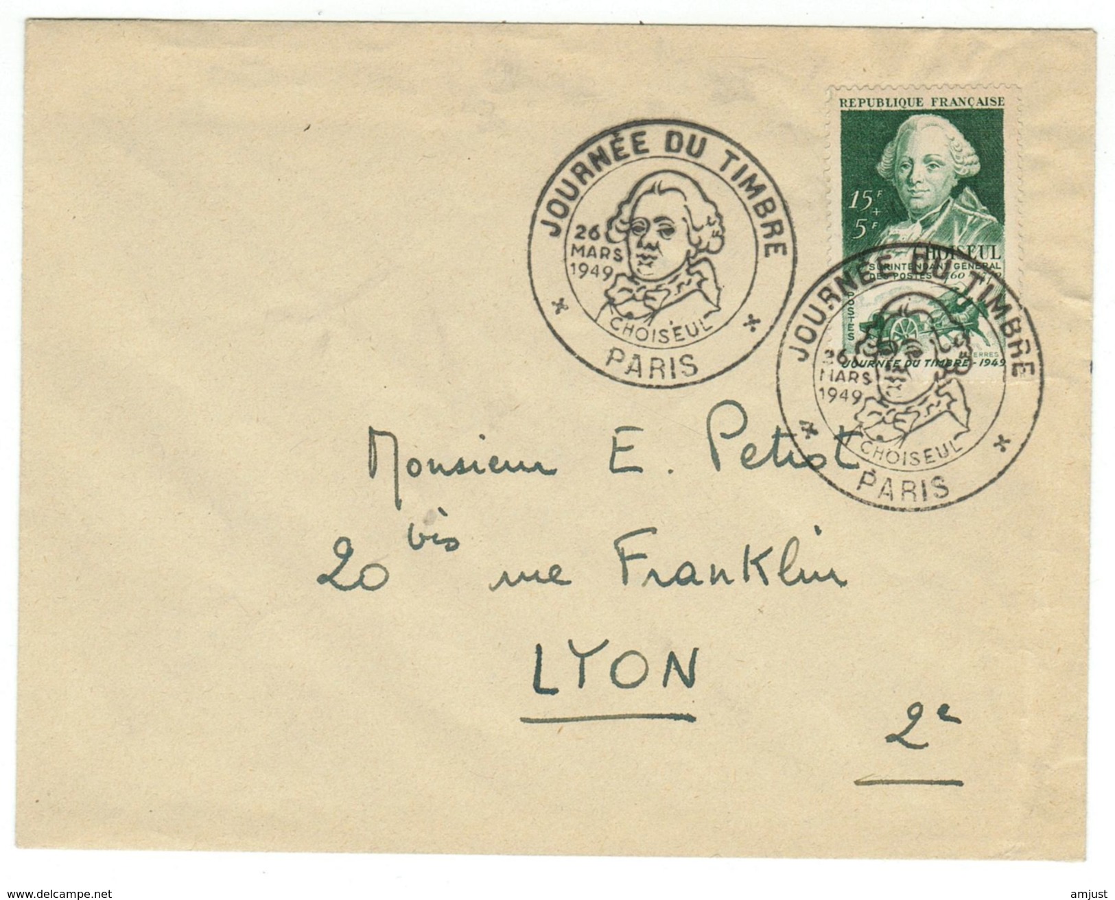 France // 1949 //  Lettre De La Journée Du Timbre 1949 - Storia Postale