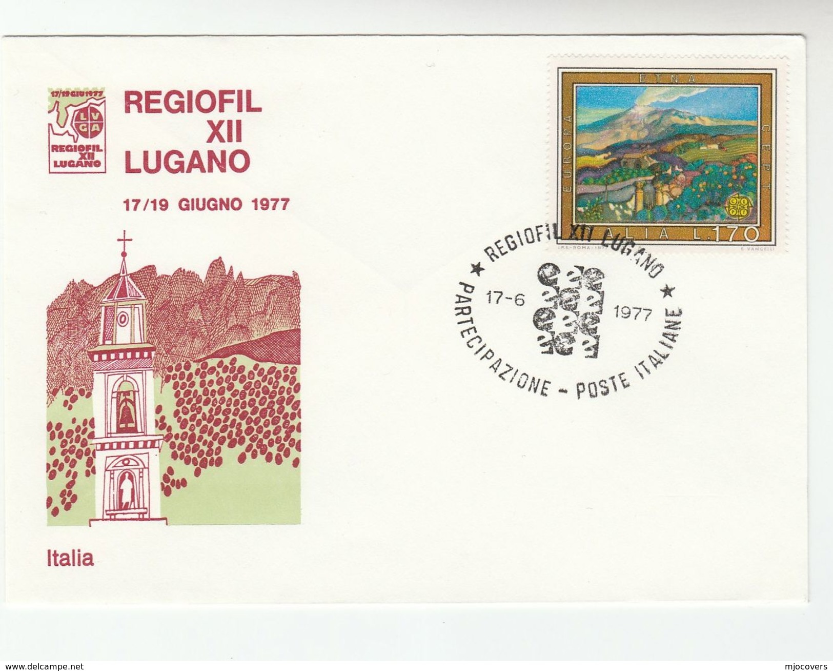 1977  ITALY REGIOFIL Lugano PHILATELIC  EXHIBITION  Event COVER Stamps Church Religion - Philatelic Exhibitions