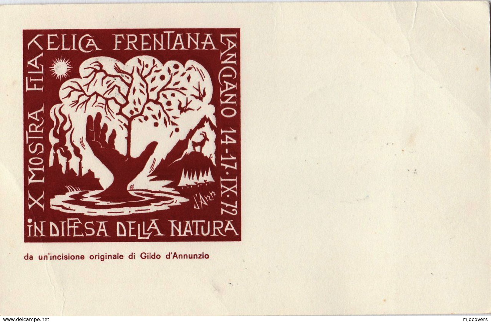 1972 Italy NATURE CONSERVATION DAY At LANCIANO PHILATELIC  EXHIBITION EVENT Cover Card Stamps Tree - Environment & Climate Protection