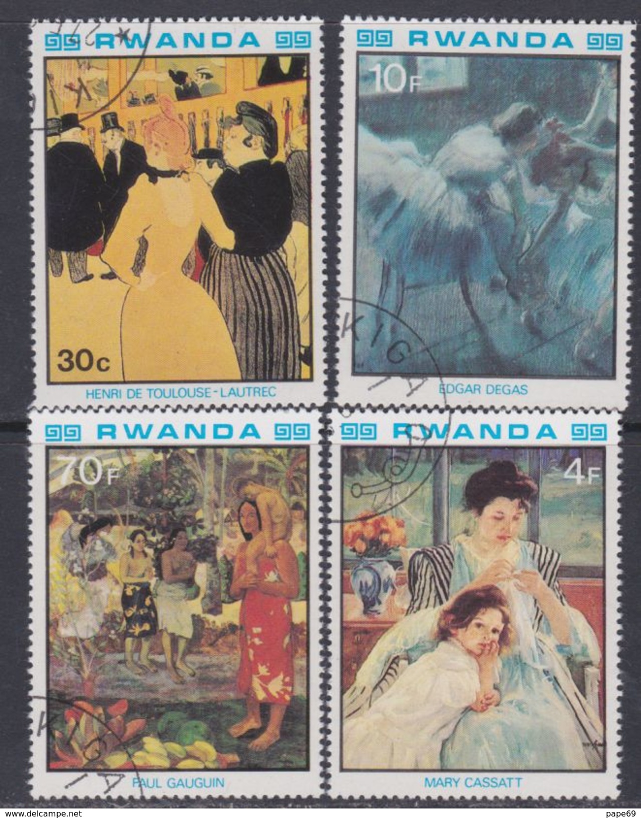 Rwanda N° 949 / 57 O Les "Impressionnistes" Tableaux, Les 9 Valeurs Oblitérations Légères Sinon TB - Used Stamps