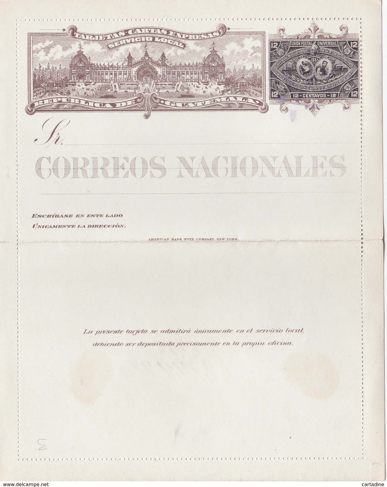 Entier Postal  - Republica De Guatemala -  Tarjetas Cartas Expresas Servicio Local - Guatemala