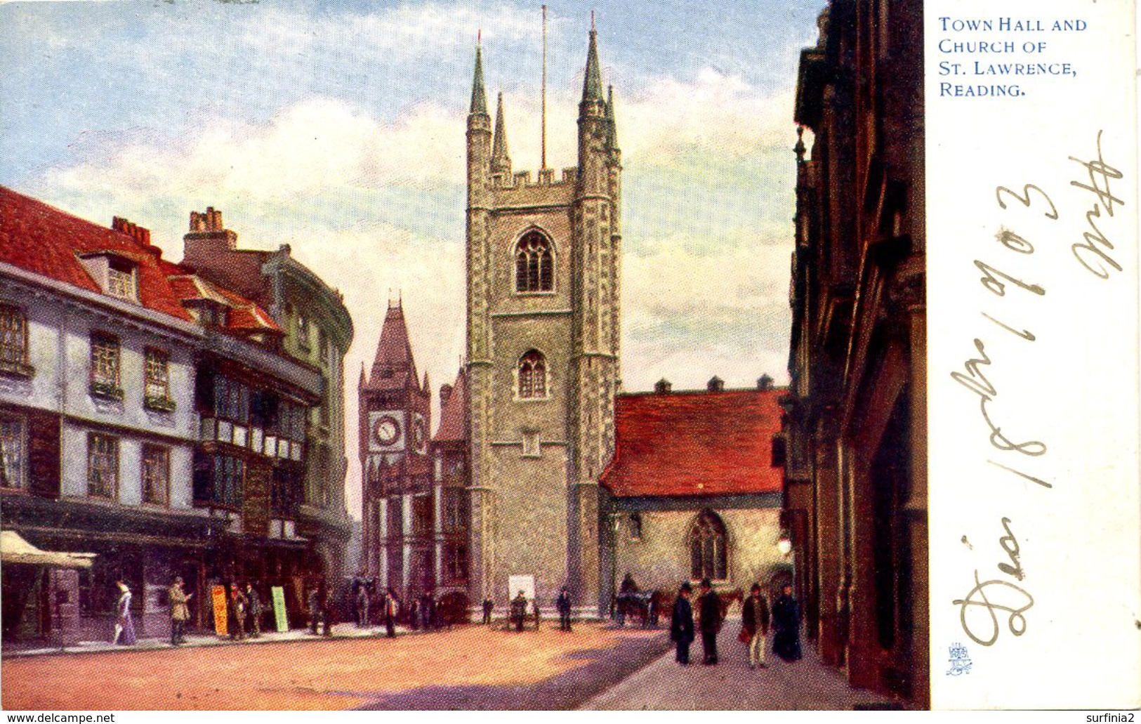 TUCKS OILETTE 1442 - TOWN HALL AND CHURCH OF ST LAWRENCE - Reading