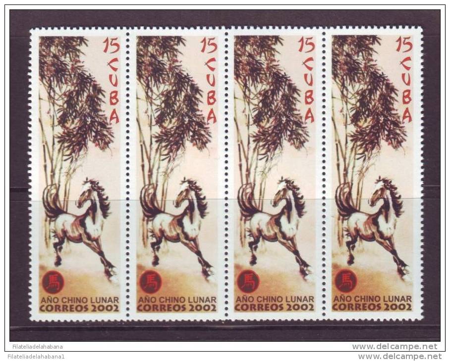2002.103 CUBA 2002 CHINA MOON  LUNA YEAR HORSE. AÑO CHINO LUNAR DEL CABALLO, MNH. BLOCK 4 - Unused Stamps