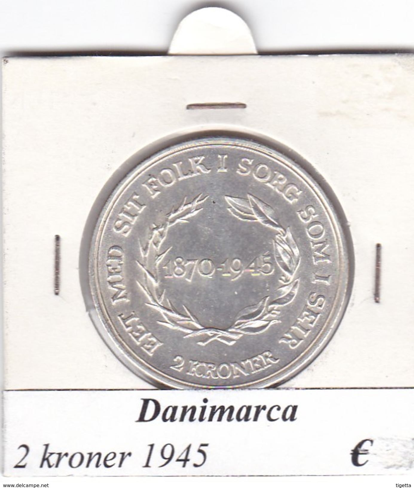 DANIMARCA   2  KRONER  1945  COME DA FOTO - Danimarca