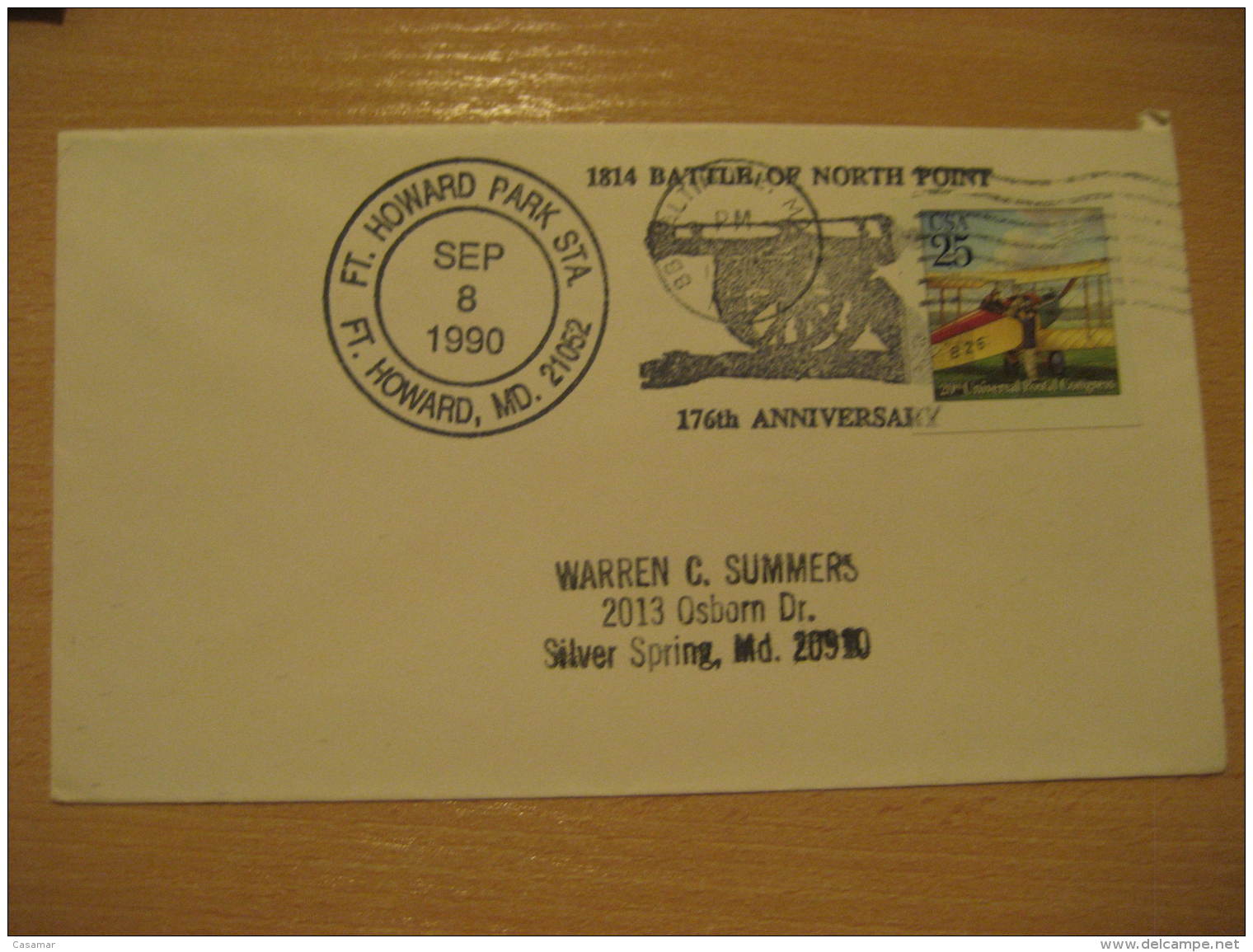 BATTLE OF NORTH POINT Military FT. HOWARD PARK 1990 Cancel Cover USA - Militaria