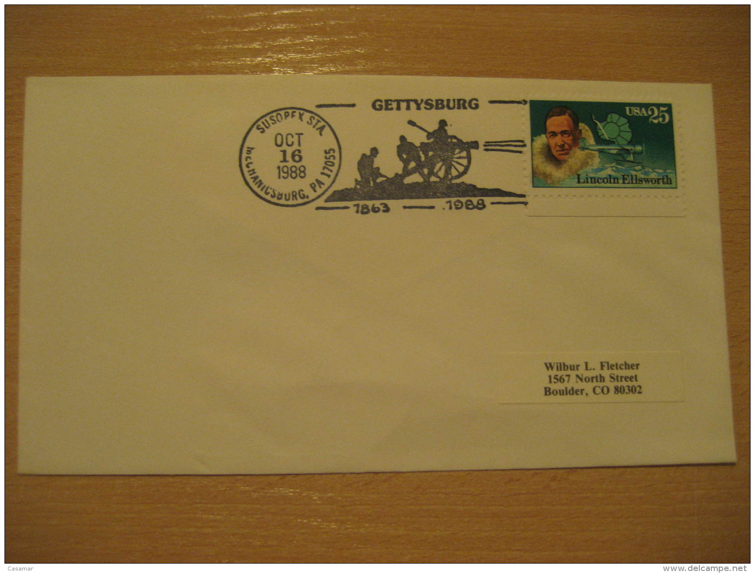 GETTYSBURG CIVIL WAR Military MECHANICSBURG 1988 Cancel Cover USA - Militaria