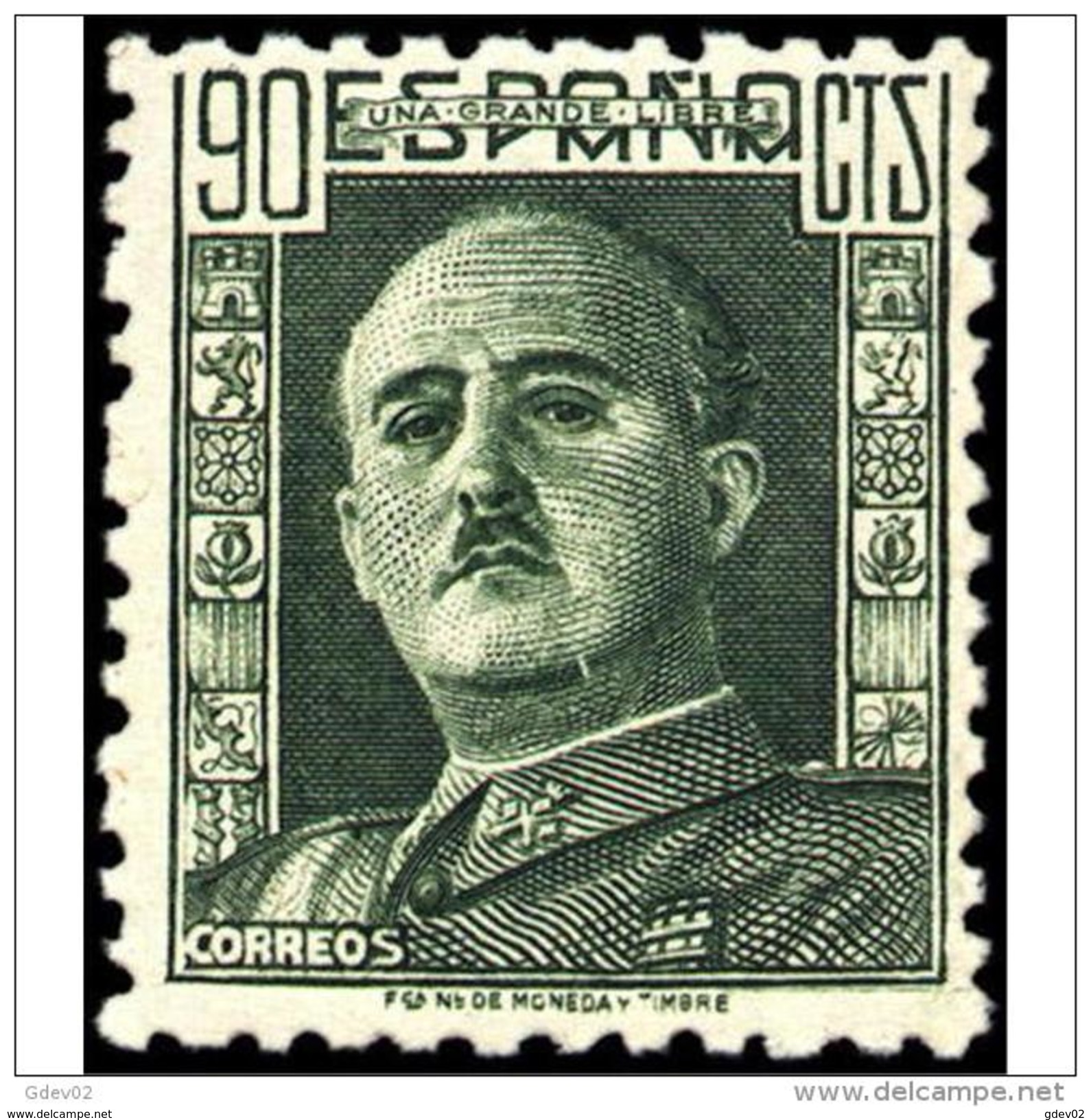 ES1000STV-LFT***1000TMIL.España.Spain  Espagne. General FRANCO.1943/7. (Ed 1000**) Sin Charnela - Militares